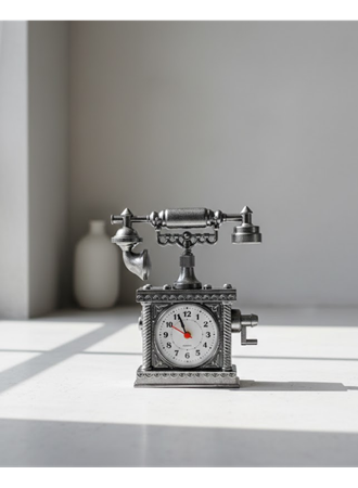 N8808B TELEFON ŞEKLİNDE ÇALAR SAAT GÜMÜŞ