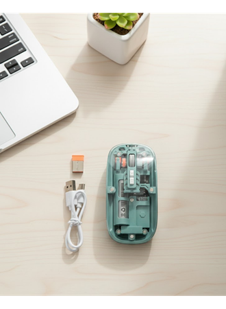 Bluetooth ve 2.4G USB Destekli Pilli Kablosuz Şeffaf Mouse