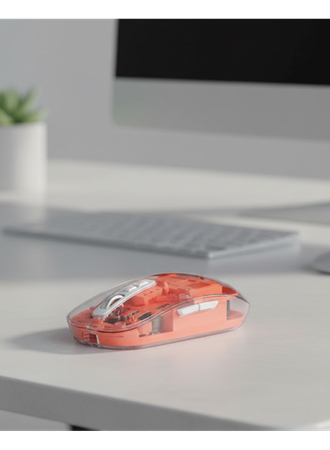 Sessiz Tıklamalı Şeffaf Mouse Bluetooth ve USB Uyumlu