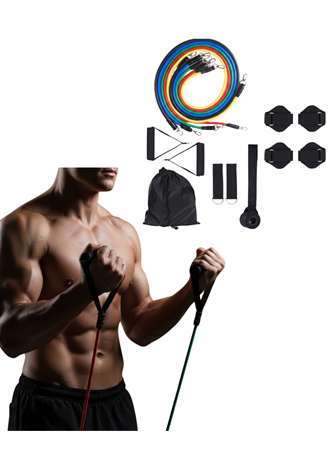 Direnç Seviyeli Pilates ve Fitness Egzersiz Bandı Seti Kapı Askılı