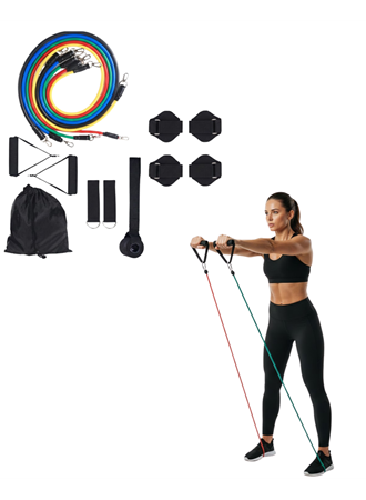 11 Parça Çok Fonksiyonlu Kapı Arkası Egzersiz Bandı Ev Tipi Spor Seti