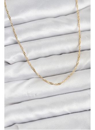 CM 14K Gold Renk Pirinç Ezme Burgu Model Kadın Kolye