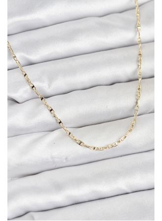 CM 14K Gold Renk Pirinç Gemi Zinciri Model Kadın Kolye