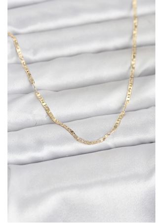 CM 14K Gold Renk Yassı Zincir Model 60 cm Kadın Kolye