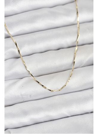 CM 14K Gold Renk İnce Kesim Çubuk Model Zincir Kadın Kolye