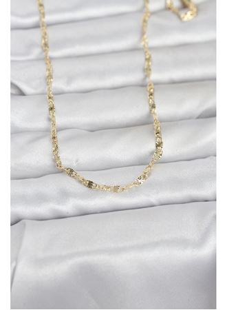 CM 14K Gold Renk Lazerli Gemici Zincir Model 60 cm Kadın Kolye