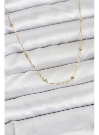 CM 14K Gold Renk Minik Top Zincirli Kadın Kolye