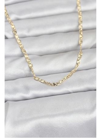 CM 14K Gold Renk Lazer Zincirli Model 60 cm Kadın Kolye