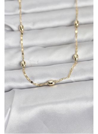 CM 14K Gold Renk Damla Topçuklu Zincir Model 60 cm Kadın Kolye