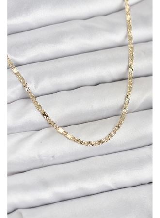 CM 14K Gold Renk Lazerli Zincir Model Kadın Kolye