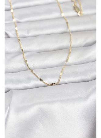 CM 14K Gold Renk Ezme Kalp Detaylı 60 cm Zincir Kadın Kolye