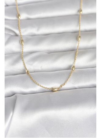 CM 14K Gold Renk Damla Topçuk Model Zincirli 60 cm Kadın Kolye