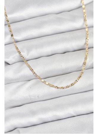 CM 14K Gold Renk Lazer İnce Zincirli Kadın Kolye
