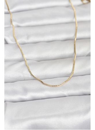 CM 14K Gold Renk İnce Kare Zincirli Model 60 cm Kadın Kolye