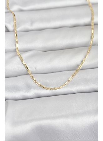 CM 14K Gold Renk Lazerli Zincir Model 60 cm Kadın Kolye