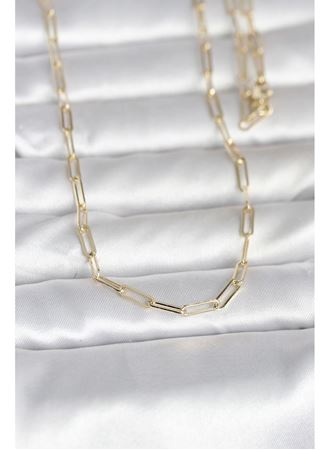 CM 14K Gold Renk Ataç Zincirli Model 60 cm Kadın Kolye