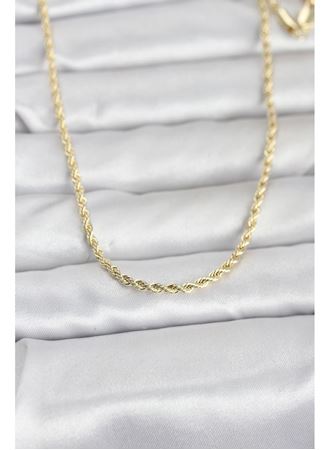 CM 14K Gold Renk Burgu Model Zincirli 60 cm Kadın Kolye