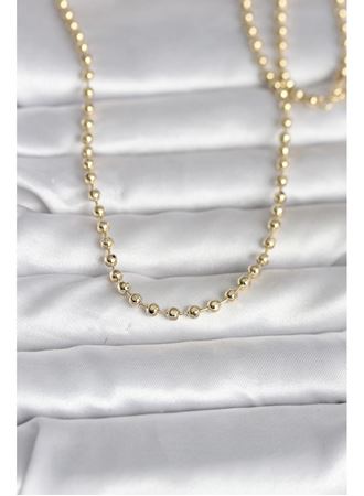 CM 14K Gold Renk Top Zincirli Model 60 cm Kadın Kolye