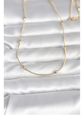 CM 14K Gold Renk Yılan Zincirli Damla Topçuk Model 60 cm Kadın Kolye