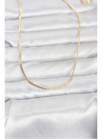 CM 14K Gold Renk Yassı Zincir Model 60 cm Kadın Kolye