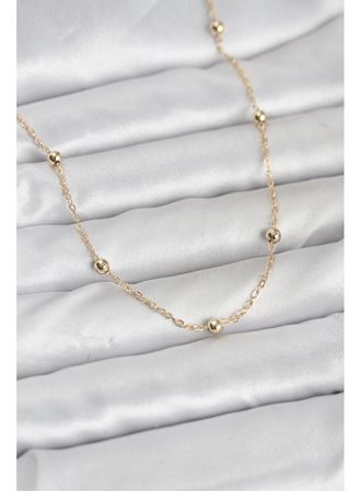 CM 14K Gold Renk Pirinç Top Zincirli 60 cm Kadın Kolye