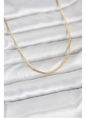 CM 14K Gold Renk Kare Zincirli Model 60 cm Kadın Kolye