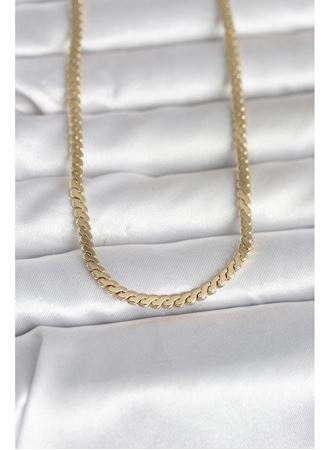 CM 14K Gold Renk Yassı Ezme Zincir Model 60 cm Kadın Kolye