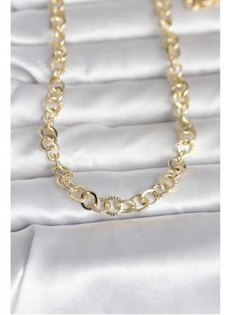 CM 14K Gold Renk Kalın Halka Zincirli 60 cm Kadın Kolye