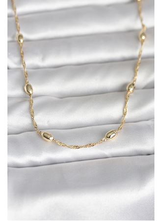 CM 14K Gold Renk Burgu Zincirli Damla Topçuk Model 45 cm Kadın Kolye