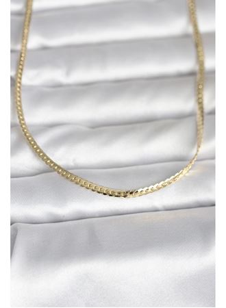 CM 14K Gold Renk Yassı Zincir Model 45 cm Kadın Kolye