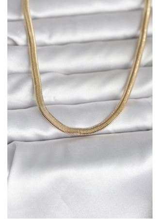 CM 14K Gold Renk Yassı Yılan Zincir Model 45 cm Kadın Kolye