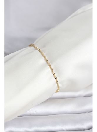 CM 14K Gold Renk Yassı Ezme Burgu Model Kadın Bileklik