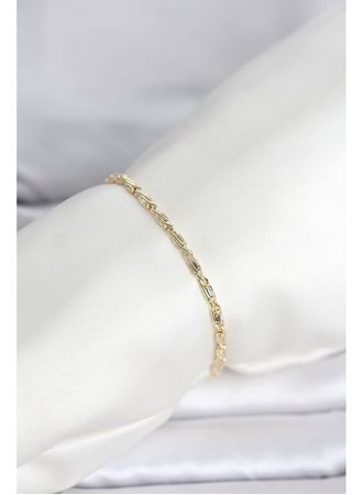 CM 14K Gold Renk Burgu Zincirli Model Kadın Bileklik