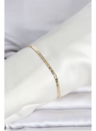 CM 14K Gold Renk Yassı Ezme Zincir Model Kadın Bileklik