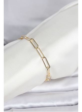 CM 14K Gold Renk Kalın Ataç Zincir Model Kadın Bileklik