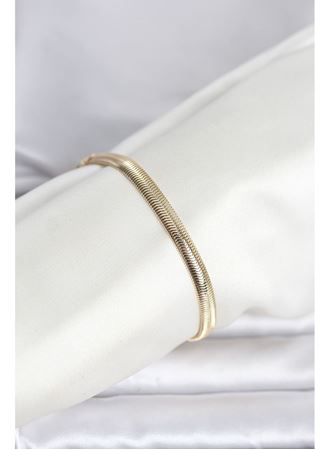 CM 14K Gold Renk Yassı Zincir Yılan Model Kadın Bileklik