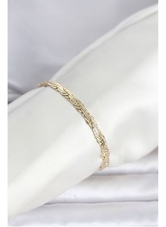 CM 14K Gold Renk Ezme Sarmal Zincir Model Kadın Bileklik