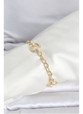 CM 14K Gold Renk Lazerli Halka Model Kadın Bileklik