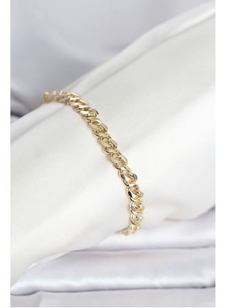 CM 14K Gold Renk Yassı Zincir Model Kadın Bileklik