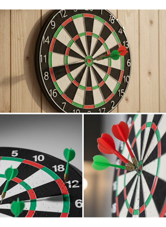 Kaliteli Ahşap Dart Tahtası 12 İnç 4 Adet Metal İğne Uçlu Ok