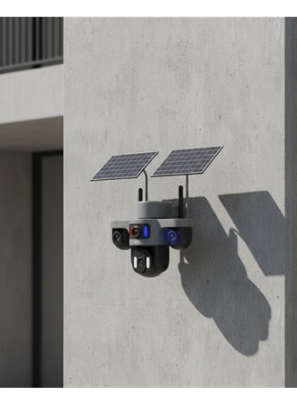 Çift Solar Panelli 4G Kablosuz IP Güvenlik Kamerası 9MP ve Hareket Takipli