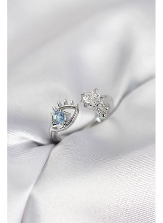 Gözyaşı Model Gümüş Renk Zirkon Taşlı Kadın Yüzük
