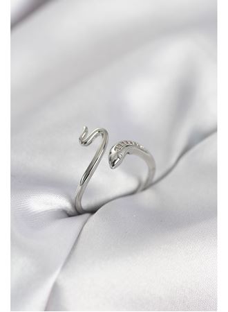 Gümüş Renk Yılan Model Zirkon Taşlı Kadın Yüzük