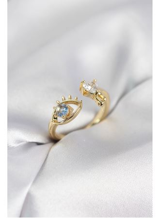 Gözyaşı Model Gold Renk Zirkon Taşlı Kadın Yüzük