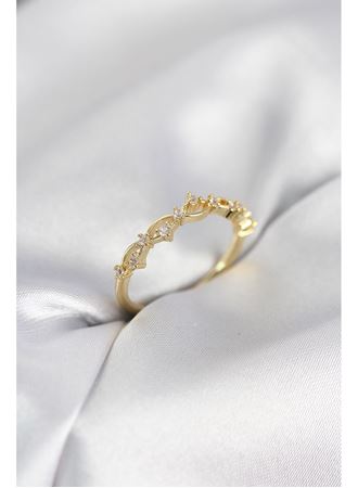 Zirkon Taşlı Pirinç Gold Renk Kadın Yüzük