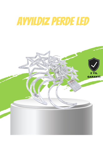 Prizli Perde LED Işık Yıldız ve Ay Figürlü Romantik Aydınlatma