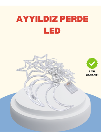Yıldız Ay Tasarımlı Prizli Perde LED Işık İç Mekan Dekoru