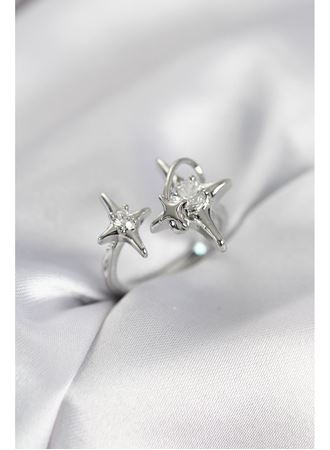 Gümüş Renk Kutup Yıldızı Model Zirkon Taşlı Kadın Yüzük