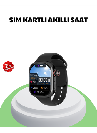 Sesli Arama Özellikli SIM Kartlı Siyah Akıllı Saat