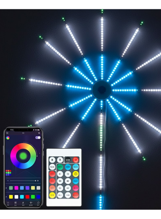 RGB LED Duvar Dekoru Sökülebilir Kollu Havai Fişek Işık Sistemi